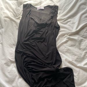 90s Black scoop neck mini dress spandex-like material Size: S/M